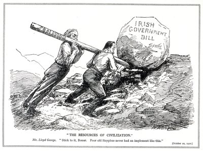 Lloyd George and Bonar Law Try to Solve the Irish Question with the Help of the Coalition Government Lever by Leonard Raven Hill